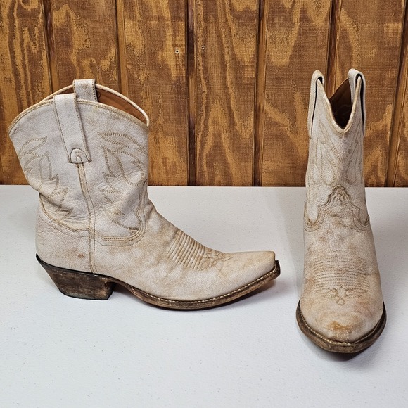 Dan Post Shoes - Dan Post Women's Standing Room Only Boots Sz 7 Distressed White Ankle DP4059